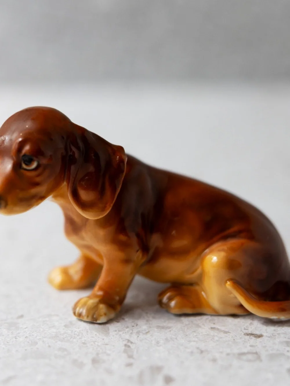 Vintage ceramic sad mopey Dachshund dog figurine possibly Lefton Japan